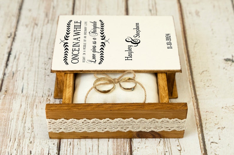 Ring bearer box, Personalized wedding box, Custom ring box, Wedding Ring Box, Engagement box, Ring Bearer Pillow, Ring book box, Ring Holder image 3