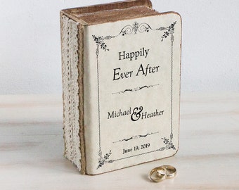 Personalized Rustic Book Ring Bearer Box: Wedding Keepsake