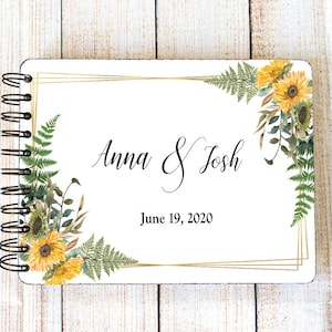 Sunflower Wedding Guest Book – Personalized Advice or Vow Book, Custom Romantic Guestbook, Anniversary or Wedding Keepsake Gift Custom album