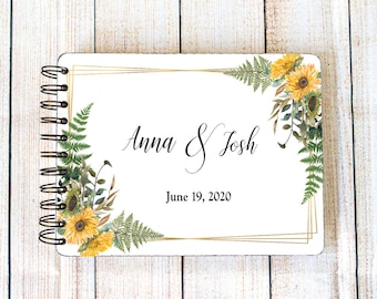 Sunflowers Wedding Guestbook, Customized Guest Book, Wedding Guestbook, Advice Book, Romantic Wedding Guestbook, Vow Book, Anniversary Gift