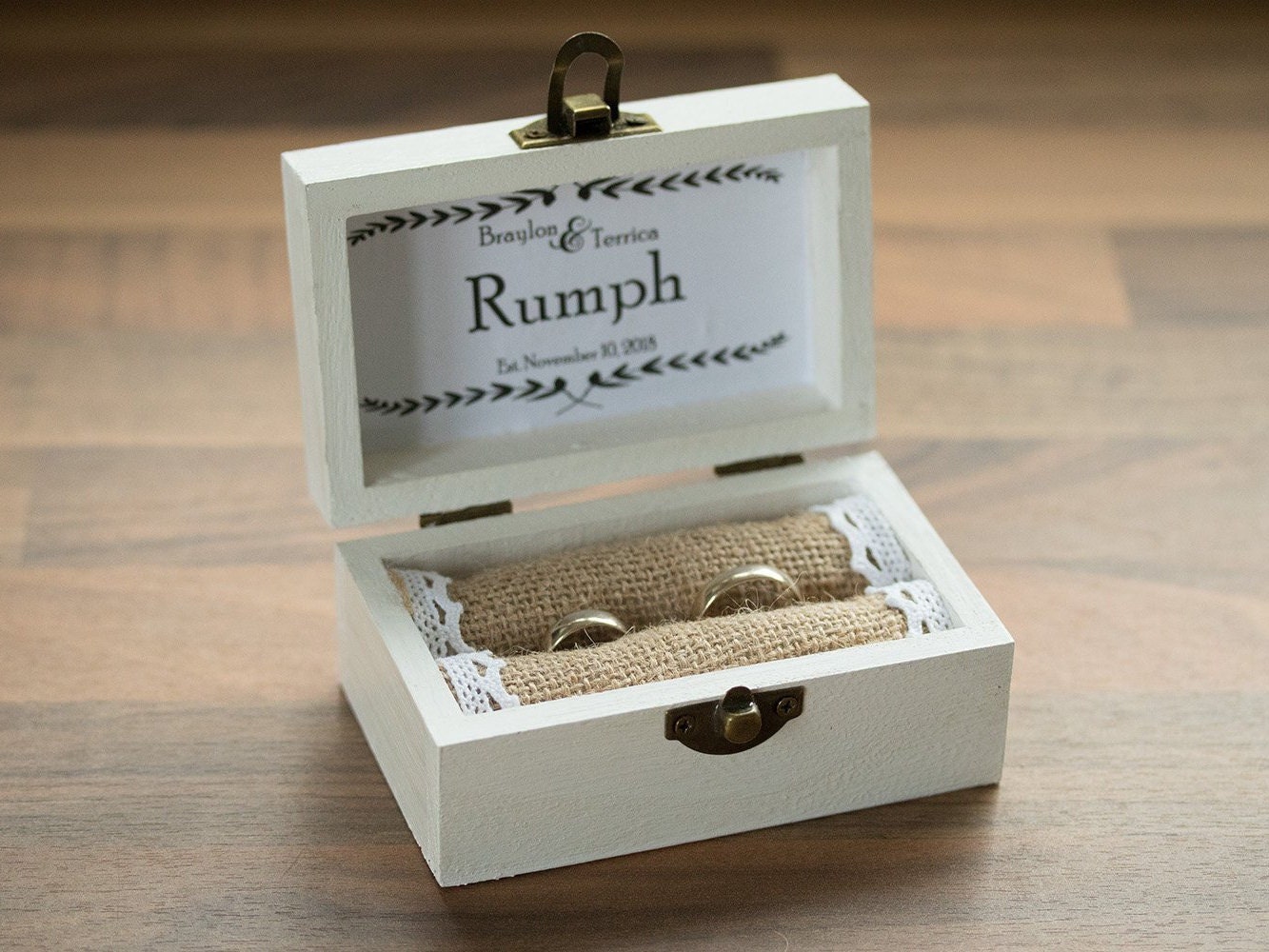 Personalized Wedding Ring Box White Wedding Box Custom Ring Etsy