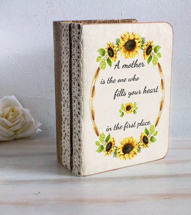 Custom quote For Mom, Memory box from mother to daughter, Mother's Day gift box, keepsake box, Wooden Book Box, Christmas or Birthday gift image 3