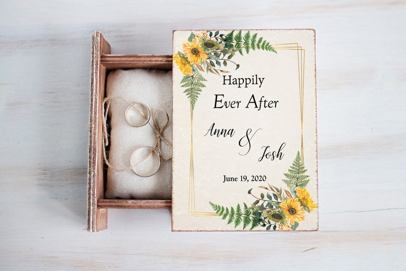 Rustic Ring Bearer Box Fall wedding Personalized Wedding Box Custom Keepsak ring box Proposal \u0415ngagement box Sunflowers Wedding Ring Box