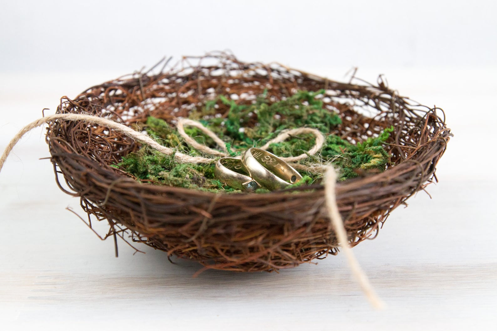 Wedding Ring Bearer Holder Bird Nest Box With Green Moss Etsy