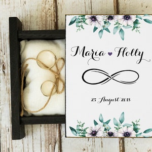 Eucalyptus wreath greenery wedding box, Personalized Ring Bearer Box White wedding ring box Proposal box Infinity Ring Holder Еngagement box Black