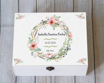 Personalised new baby keepsake, Memory box, Custom Baby gift box, Wooden Baby Chest, Baby Shower Gift, Baby Keepsake Box, Christening Gift
