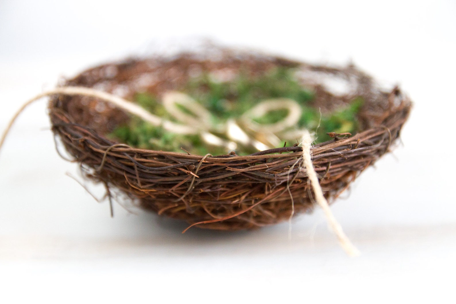 Wedding Ring Bearer Holder Bird Nest Box With Green Moss Etsy