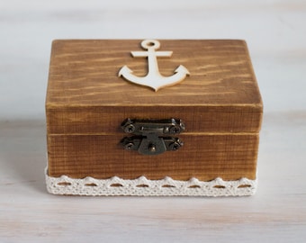 Beach Wedding Ring Box, Nautical Ring Bearer Box, Anchor Ring Box, Brown Wedding Box, Sea Weddings, Еngagement ring box, Ring Holder