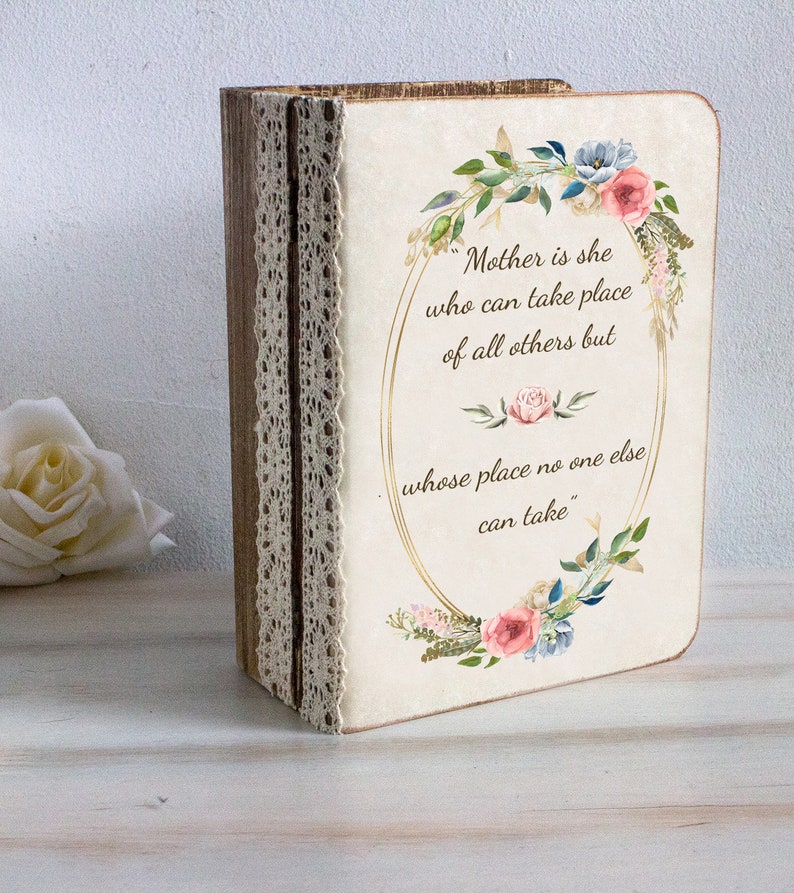 Mother's Day gift box, Gift for Mom, Custom quote Memory box, Wooden keepsake box, Wooden Book Box, Christmas or Birthday gift for Mom image 3