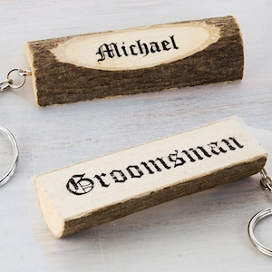 Rustic Groomsmen Gift Groomsman Best man Gift Wedding accessories Personalized Wedding Date Gift for Grooms Man Keychains Wedding Gift image 1