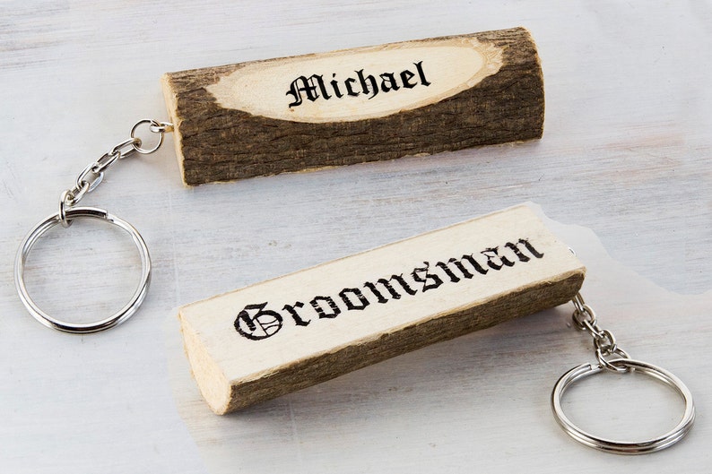 Rustic Groomsmen Gift Groomsman Best man Gift Wedding accessories Personalized Wedding Date Gift for Grooms Man Keychains Wedding Gift image 1