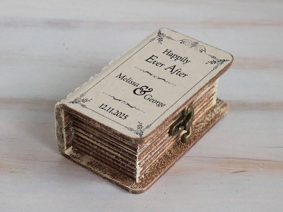 Wedding Ring Box Book Shaped Ring Box Personalized Ring Bearer