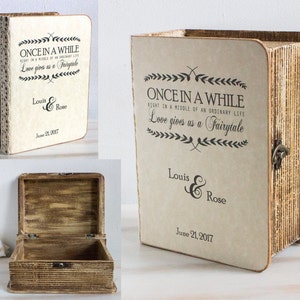 Caja de tarjeta rústica, caja de recuerdo personalizada, caja de recuerdos de boda, caja de tarjeta de boda pequeña, regalo de aniversario, regalo de boda para pareja