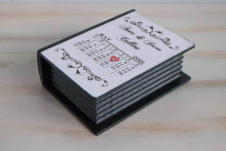 Wedding Ring Box Save the Date Ring Bearer Box Calendar Etsy