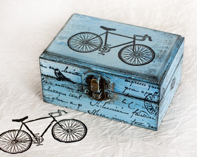 Blue Decorative Box Distressed Box Treasury Box Jewelry Etsy