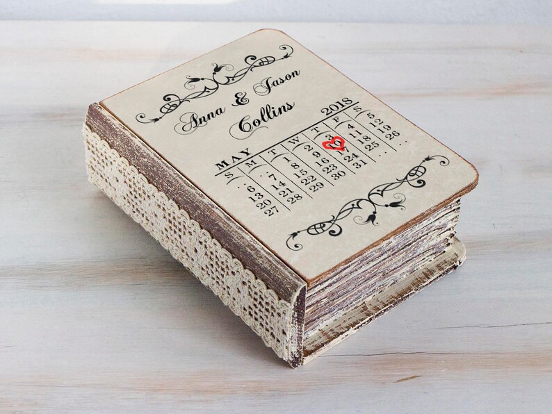 Wedding Ring Box Save the Date Ring Bearer Box Calendar Etsy