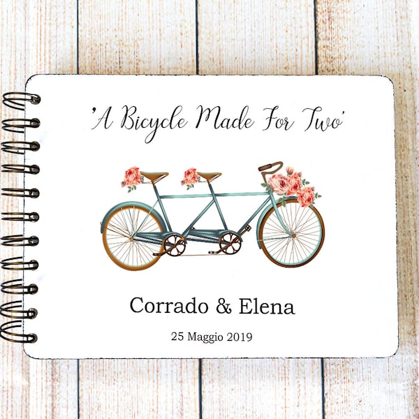 Bicycle Wedding Guest Book, Personalized Guest Book, Bike Wedding Guestbook, Unique  Advice Book, Love signe Custom Guest Book Wedding Album