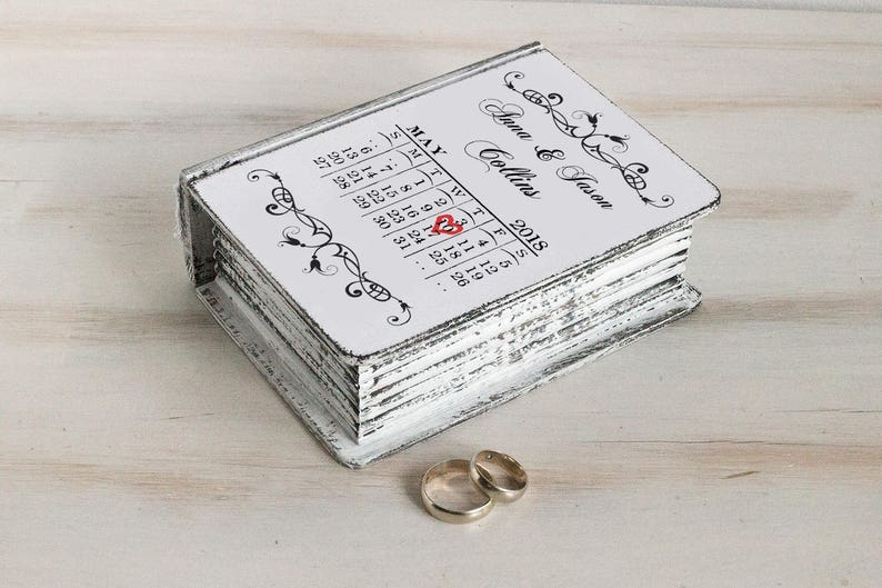 Wedding Ring Box Save the Date Ring Bearer Box Calendar Etsy