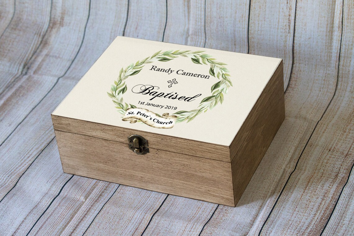 Personalized Baptism Memory Box Custom Christening Keepsake Etsy