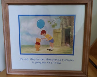 Vintage 1990s Winnie the Pooh Christopher Robin Quote Art, 100 Acre Woods Lithograph