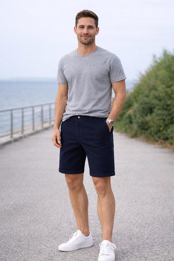 Men’s Cotton Denim Shorts – Slim Fit Summer Casual
