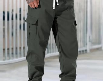 Men’s Cargo Jogger Pants – Casual Streetwear Sweatpants with Elastic Cuffs, Comfortable Urban Style