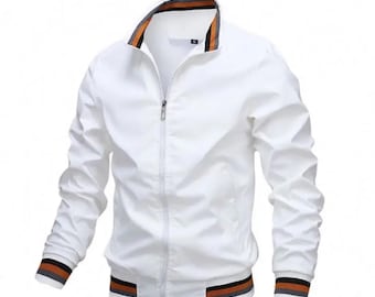 Men’s Classic Zip Jacket – Lightweight Casual Bomber Jacket, Navy Blue