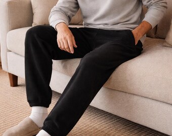 Men’s 100% Cashmere Sweatpants | Luxury Winter Pants | Soft Warm Knit Joggers | Premium Lounge Wear for Men