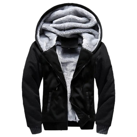 Men’s Fleece Lined Hoodie Jacket – Winter Hooded Jacket with Zipper