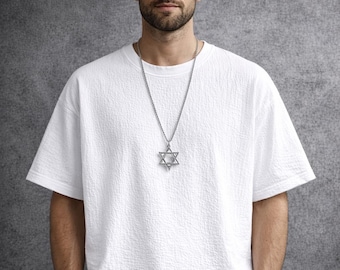 Oversized Textured T-Shirt for Men | Black or White | Soft Casual Top (Necklace Not Included)