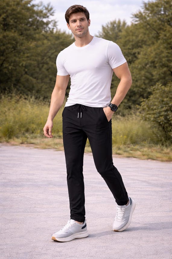 Men’s Casual Slim Fit Pants – Comfortable Everyday Trousers, Modern Streetwear Style
