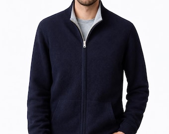 Men’s Cashmere Zip-Up Sweater – Soft Luxury Knit Cardigan | Warm Winter Fleece Lining | Premium Casual Jacket for Men