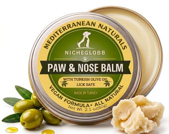 Bálsamo para patas y nariz de perro NICHEGLOBB, hidratante seguro para perros que lamen, con aceite de oliva.