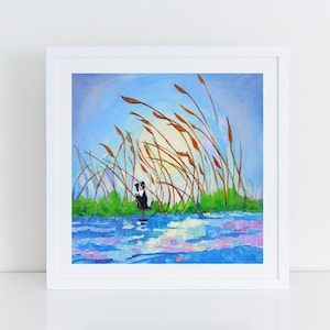 Riverside Reflections, Border Collie Print, Sheep Dog Art, Border Collie Illustration for Colourful Home Decor, Border Collie Gift