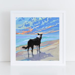 Border Collie Dog Print, Border Collie on the Beach Wall Art,  Dog Lover Gift, Border Collie Gift, Sheepdog Print