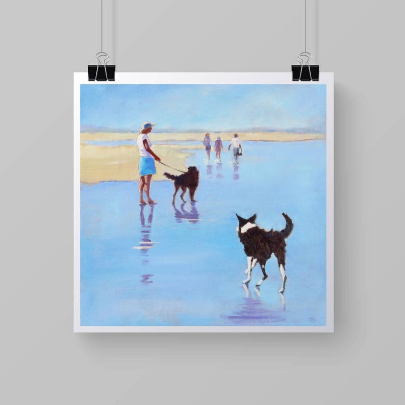 Border Collie PRINT with Labradoodle. Art Print from Original Painting Dog Portrait image 4