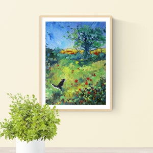 Sheepdog Art Print, Border Collie in the Countryside Illustration, Border Collie Print for Dog Lover Gift