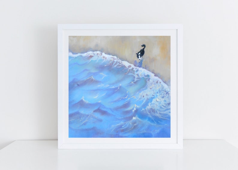 Beach Dog Print, Stepping Out, Border Collie Art, Border Collie Gift, Dog and Ocean Print, Dog Home Decor image 1