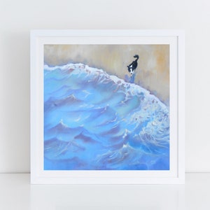 Beach Dog Print, Stepping Out, Border Collie Art, Border Collie Gift, Dog and Ocean Print, Dog Home Decor image 2