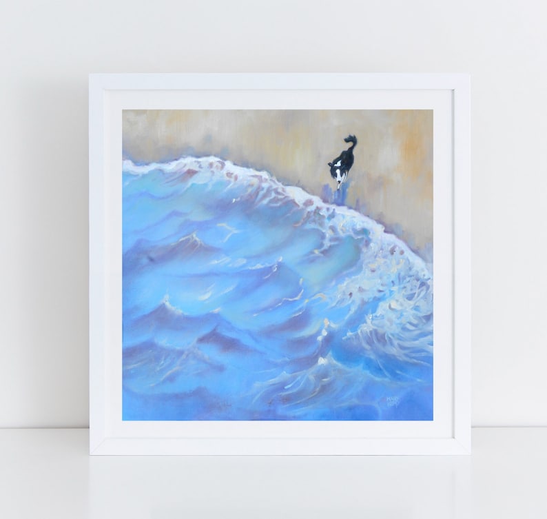 Beach Dog Print, Stepping Out, Border Collie Art, Border Collie Gift, Dog and Ocean Print, Dog Home Decor image 2