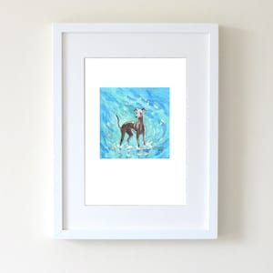 Dog Lover Print - Whippet in the Sea - Greyhound Wall Art.