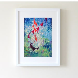 Border Collie Print - Jumping For Joy - A4  Print - Dog Lover Art
