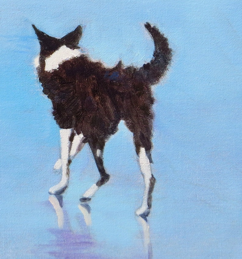 Border Collie PRINT with Labradoodle. Art Print from Original Painting Dog Portrait image 3