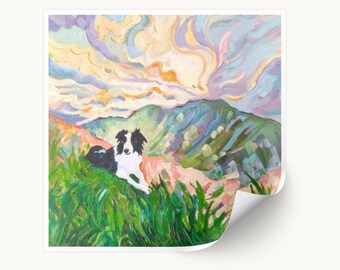 Mountain Dog Print, On Top of the World, Border Collie Print, Gift for Dog Lover, Border Collie Gift for Mothers Day