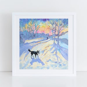 Border Collie Print - Snowy Art Print -   Border Collie Gift.