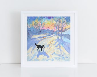 Border Collie Print - Snowy Art Print -   Border Collie Gift.