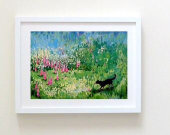 Border Collie With Spring Flowers, Border Collie Print, Dog Home Decor, Border Collie Gift