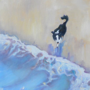 Beach Dog Print, Stepping Out, Border Collie Art, Border Collie Gift, Dog and Ocean Print, Dog Home Decor image 5