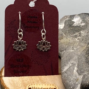 Sterling Silver Lotus Flower Drop Earrings