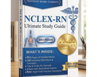 NCLEX-RN Study Guide 2025-2026 PDF | 600+ Practice Questions | Nursing Exam Prep Notes | Instant Download